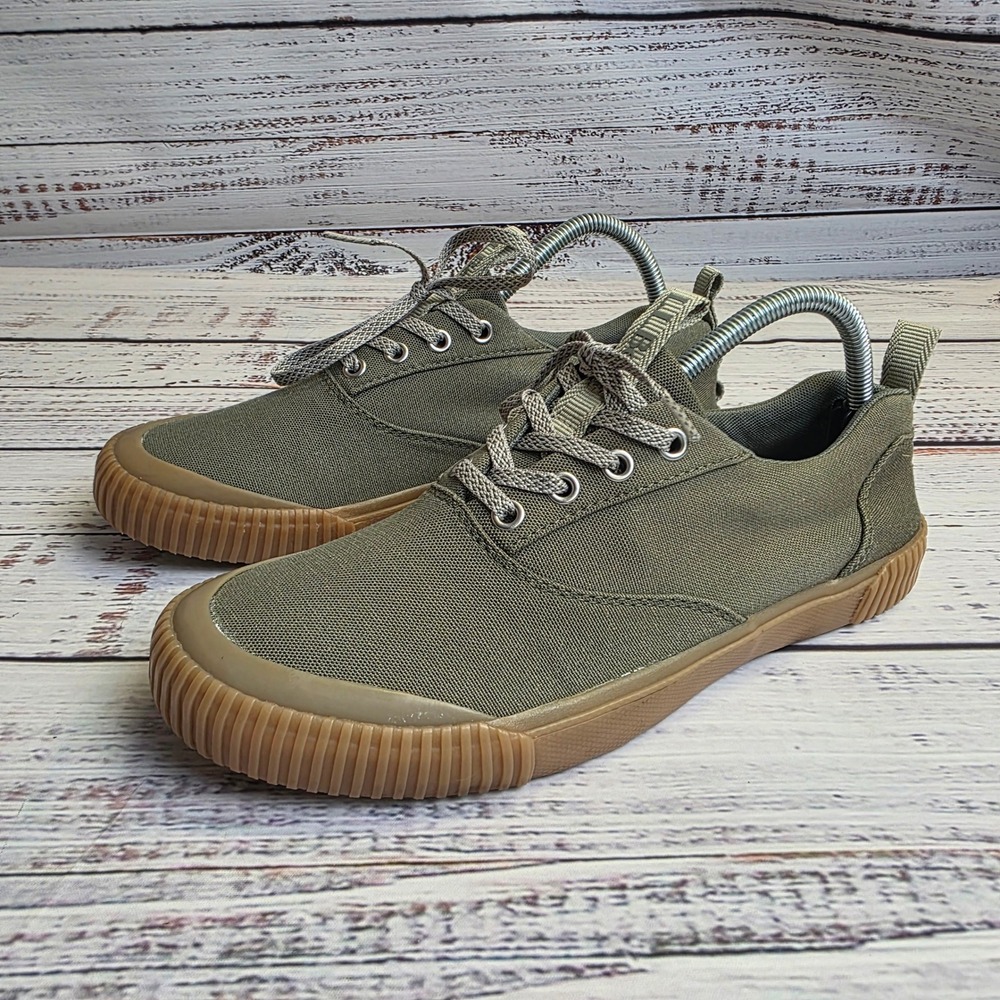 LL Bean Eco Woods Lace Up Mens Canvas Sneakers Olive Green Shoes 515716 Size 8.5